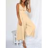 imageANRABESS Womens Jumpsuits Summer Wide Leg Sleeveless V Neck Casual Dressy Linen Pants Rompers 2025 Vacation Beach OutfitsBeige