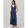 imageANRABESS Womens Jumpsuits Summer Wide Leg Sleeveless V Neck Casual Dressy Linen Pants Rompers 2025 Vacation Beach OutfitsBlue