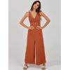 imageANRABESS Womens Jumpsuits Summer Wide Leg Sleeveless V Neck Casual Dressy Linen Pants Rompers 2025 Vacation Beach OutfitsBrick Red