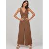 imageANRABESS Womens Jumpsuits Summer Wide Leg Sleeveless V Neck Casual Dressy Linen Pants Rompers 2025 Vacation Beach OutfitsBrown