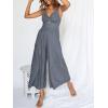 imageANRABESS Womens Jumpsuits Summer Wide Leg Sleeveless V Neck Casual Dressy Linen Pants Rompers 2025 Vacation Beach OutfitsDark Grey