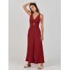 imageANRABESS Womens Jumpsuits Summer Wide Leg Sleeveless V Neck Casual Dressy Linen Pants Rompers 2025 Vacation Beach OutfitsDeep Red