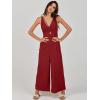 imageANRABESS Womens Jumpsuits Summer Wide Leg Sleeveless V Neck Casual Dressy Linen Pants Rompers 2025 Vacation Beach OutfitsDeep Red