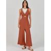 imageANRABESS Womens Jumpsuits Summer Wide Leg Sleeveless V Neck Casual Dressy Linen Pants Rompers 2025 Vacation Beach OutfitsRust