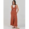 imageANRABESS Womens Jumpsuits Summer Wide Leg Sleeveless V Neck Casual Dressy Linen Pants Rompers 2025 Vacation Beach OutfitsRust