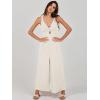 imageANRABESS Womens Jumpsuits Summer Wide Leg Sleeveless V Neck Casual Dressy Linen Pants Rompers 2025 Vacation Beach OutfitsWhite