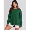 imageANRABESS Womens Oversized Sweatshirts Crew Neck Long Sleeve Shirts Casual Loose Slit 2025 Fall Outfits Y2K Teen Girls ClothesDeep Green