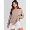 imageANRABESS Womens Oversized Sweatshirts Crew Neck Long Sleeve Shirts Casual Loose Slit 2025 Fall Outfits Y2K Teen Girls ClothesKhaki