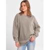 imageANRABESS Womens Oversized Sweatshirts Crewneck Corduroy Side Slit Pullover Sweaters 2025 Fall Long Sleeve Tunic Tops OutfitsKhaki
