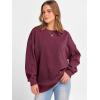 imageANRABESS Womens Oversized Sweatshirts Crewneck Corduroy Side Slit Pullover Sweaters 2025 Fall Long Sleeve Tunic Tops OutfitsWine Red