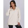 imageANRABESS Womens Quarter Zip Oversized Long Sleeve Ribbed Knit Tunic SweatshirtsBeige