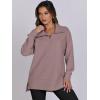 imageANRABESS Womens Quarter Zip Oversized Long Sleeve Ribbed Knit Tunic SweatshirtsCoffee Grey