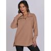 imageANRABESS Womens Quarter Zip Oversized Long Sleeve Ribbed Knit Tunic SweatshirtsNutmeg