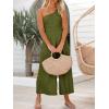 imageANRABESS Womens Summer Straps One Shoulder High Waist Dressy Casual Wide Leg Linen Jumpsuit Romper Beach Travel OutfitsArmy Green