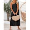 imageANRABESS Womens Summer Straps One Shoulder High Waist Dressy Casual Wide Leg Linen Jumpsuit Romper Beach Travel OutfitsBlack