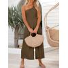 imageANRABESS Womens Summer Straps One Shoulder High Waist Dressy Casual Wide Leg Linen Jumpsuit Romper Beach Travel OutfitsBrown
