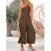 imageANRABESS Womens Summer Straps One Shoulder High Waist Dressy Casual Wide Leg Linen Jumpsuit Romper Beach Travel OutfitsBrown