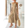 imageANRABESS Womens Summer Straps One Shoulder High Waist Dressy Casual Wide Leg Linen Jumpsuit Romper Beach Travel OutfitsKahki