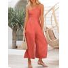 imageANRABESS Womens Summer Straps One Shoulder High Waist Dressy Casual Wide Leg Linen Jumpsuit Romper Beach Travel OutfitsPeach