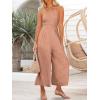 imageANRABESS Womens Summer Straps One Shoulder High Waist Dressy Casual Wide Leg Linen Jumpsuit Romper Beach Travel OutfitsPink