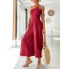 imageANRABESS Womens Summer Straps One Shoulder High Waist Dressy Casual Wide Leg Linen Jumpsuit Romper Beach Travel OutfitsRed