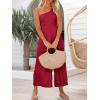 imageANRABESS Womens Summer Straps One Shoulder High Waist Dressy Casual Wide Leg Linen Jumpsuit Romper Beach Travel OutfitsRed