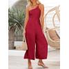 imageANRABESS Womens Summer Straps One Shoulder High Waist Dressy Casual Wide Leg Linen Jumpsuit Romper Beach Travel OutfitsRed