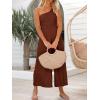 imageANRABESS Womens Summer Straps One Shoulder High Waist Dressy Casual Wide Leg Linen Jumpsuit Romper Beach Travel OutfitsRedbrown