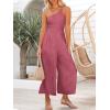 imageANRABESS Womens Summer Straps One Shoulder High Waist Dressy Casual Wide Leg Linen Jumpsuit Romper Beach Travel OutfitsRose