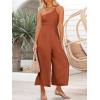 imageANRABESS Womens Summer Straps One Shoulder High Waist Dressy Casual Wide Leg Linen Jumpsuit Romper Beach Travel OutfitsRust