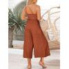 imageANRABESS Womens Summer Straps One Shoulder High Waist Dressy Casual Wide Leg Linen Jumpsuit Romper Beach Travel OutfitsRust
