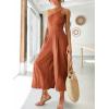 imageANRABESS Womens Summer Straps One Shoulder High Waist Dressy Casual Wide Leg Linen Jumpsuit Romper Beach Travel OutfitsRust