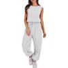 imageANRABESS Jumpsuits for Women Casual Summer Sleeveless 2025 Romper One Piece Outfit Active Workout Lounge Jumpsuits PocketsLight Gray