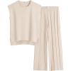imageANRABESS Women 2 Piece Lounge Sets Summer Casual Knit Sweater Vest Pant Set Beach Vacation Airport Clothes 2025 Fall OutfitsApricot
