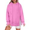 imageANRABESS Women Oversized Hoodies Side Zipper Fleece Long Sweatshirts Lightweight Tunic Pullover 2025 Fall Trendy ClothesPink