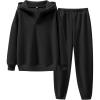 imageANRABESS Womens 2 Piece Outfits Lounge Hoodie Oversized Sweatshirt V Neck Pullover Jogger Sweatpants 2025 Fall Matching SetBlack