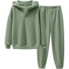 imageANRABESS Womens 2 Piece Outfits Lounge Hoodie Oversized Sweatshirt V Neck Pullover Jogger Sweatpants 2025 Fall Matching SetGrey Green