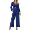 imageANRABESS Womens Jumpsuits Dressy Long Sleeve Wide Leg V Neck Pants Rompers 2025 Fall Formal One Piece Wedding Guest OutfitsNavy Blue