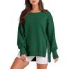 imageANRABESS Womens Oversized Sweatshirts Crew Neck Long Sleeve Shirts Casual Loose Slit 2025 Fall Outfits Y2K Teen Girls ClothesDeep Green