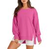 imageANRABESS Womens Oversized Sweatshirts Crew Neck Long Sleeve Shirts Casual Loose Slit 2025 Fall Outfits Y2K Teen Girls ClothesHot Pink