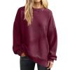 imageANRABESS Womens Oversized Sweatshirts Crewneck Corduroy Side Slit Pullover Sweaters 2025 Fall Long Sleeve Tunic Tops OutfitsWine Red