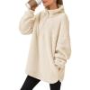 imageANRABESS Womens Sweatshirt Sherpa Fuzzy Fleece Zip Up Hoodies Cozy Pullover Soft Sweaters Tops 2025 Fall Trendy ClothesApricot