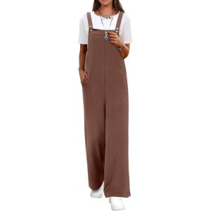 imageANRABESS Overalls for Women 2025 Summer Casual Loose One Piece Outfits Baggy Wide Leg Jumpers Lightweight Comfy RompersBrown