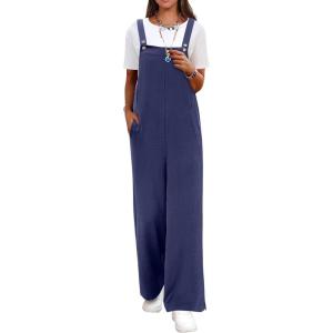 imageANRABESS Overalls for Women 2025 Summer Casual Loose One Piece Outfits Baggy Wide Leg Jumpers Lightweight Comfy RompersNavy Blue