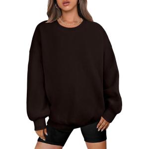 imageANRABESS Oversized Sweatshirt for Women Crewneck Y2K Hoodies Fleece Casual Comfy Pullover Top Fall Outfits Clothes 2025Dark Brown