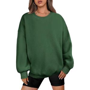 imageANRABESS Oversized Sweatshirt for Women Crewneck Y2K Hoodies Fleece Casual Comfy Pullover Top Fall Outfits Clothes 2025Deep Green
