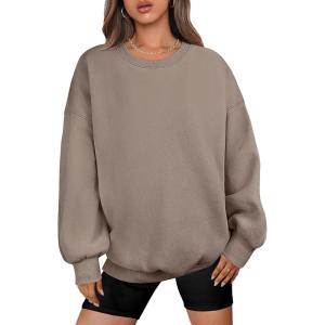 imageANRABESS Oversized Sweatshirt for Women Crewneck Y2K Hoodies Fleece Casual Comfy Pullover Top Fall Outfits Clothes 2025Light Khaki