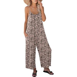 imageANRABESS Women Jumpsuits 2025 Casual Sleeveless Spaghetti Strap Boho Wide Leg Rompers Dressy Summer Outfits Vacation ClothesLeopard Print
