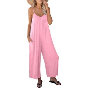 imageANRABESS Women Jumpsuits 2025 Casual Sleeveless Spaghetti Strap Boho Wide Leg Rompers Dressy Summer Outfits Vacation ClothesPink