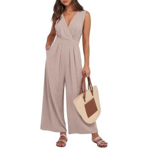 imageANRABESS Women Jumpsuits Sleeveless V Neck Elegant Dressy Casual Backless One Piece Pants Romper 2025 Summer OutfitsKhaki